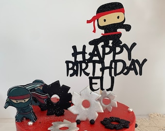 Ninja cake topper, Ninja party decor, Boy cake topper, Ninja birthday cake, Martial Arts party, Boys cake topper, Karate cake topper,