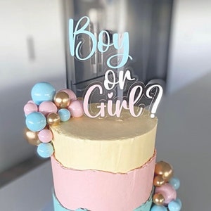 Boy or Girl cake topper, Gender reveal cake topper, Gender reveal decorations, Baby shower topper,