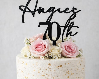 Personalised 70th Birthday Cake Topper, Custom Name and Age acrylic cake topper