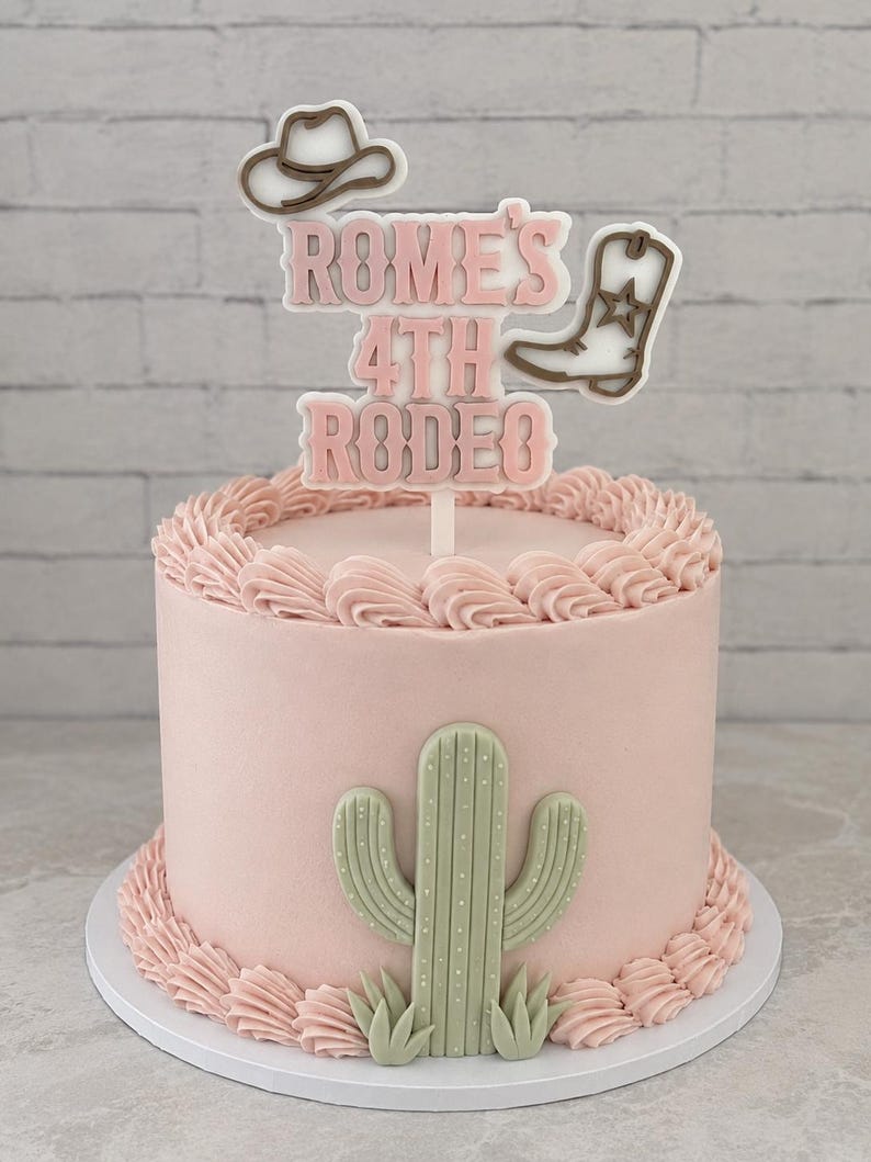 Personalised Cowgirl Cake Topper, Any Name and Age, Rodeo Birthday Cake ...
