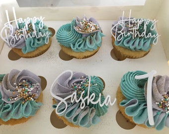 Cupcake charm, Acrylic cupcake toppers, 1st birthday topper, Number cake topper, Mini cupcake toppers, Custom cupcake topper, Party decor