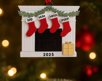 Personalised Family Christmas Ornament 2026, Family stocking decoration