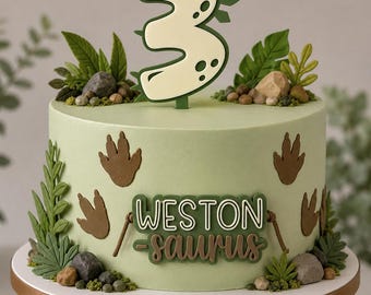 Personalized Dinosaur Birthday Cake Topper: Acrylic Dino Party Decor