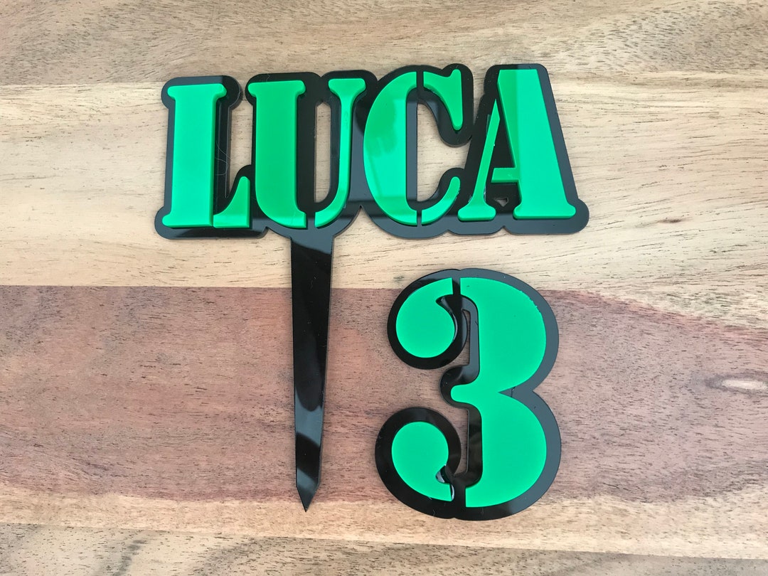 Boys Cake Topper, Acrylic Cake Topper, Name Number Cake Topper, Double Layer Cake Topper, Single