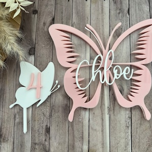 Butterfly cake topper, Butterfly theme, Girls birthday topper, Princess party, Girls 4th birthday, Acrylic layered butterfly topper, Fairy