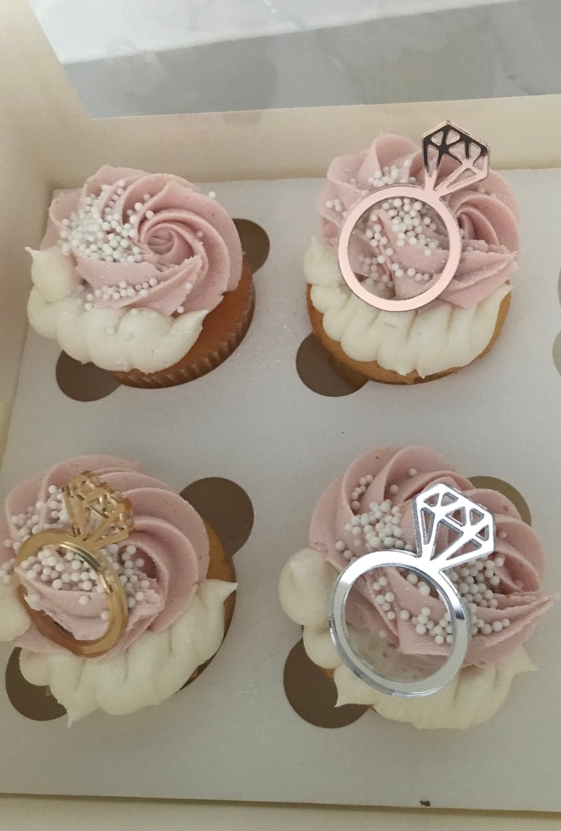 Engagement Cupcake Toppers Diamond Ring Toppers Bridal - Etsy