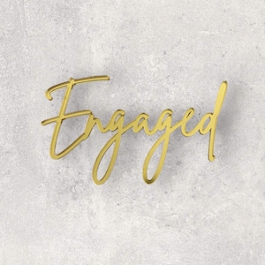 Engaged Word Script Engaged Cake Charm, Acrylic Cake Plaque, Engagement Cake Topper ...
