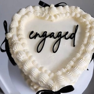 Engaged cake charm, Acrylic cake plaque, Engagement cake topper, Engagement decorations, Engagement party