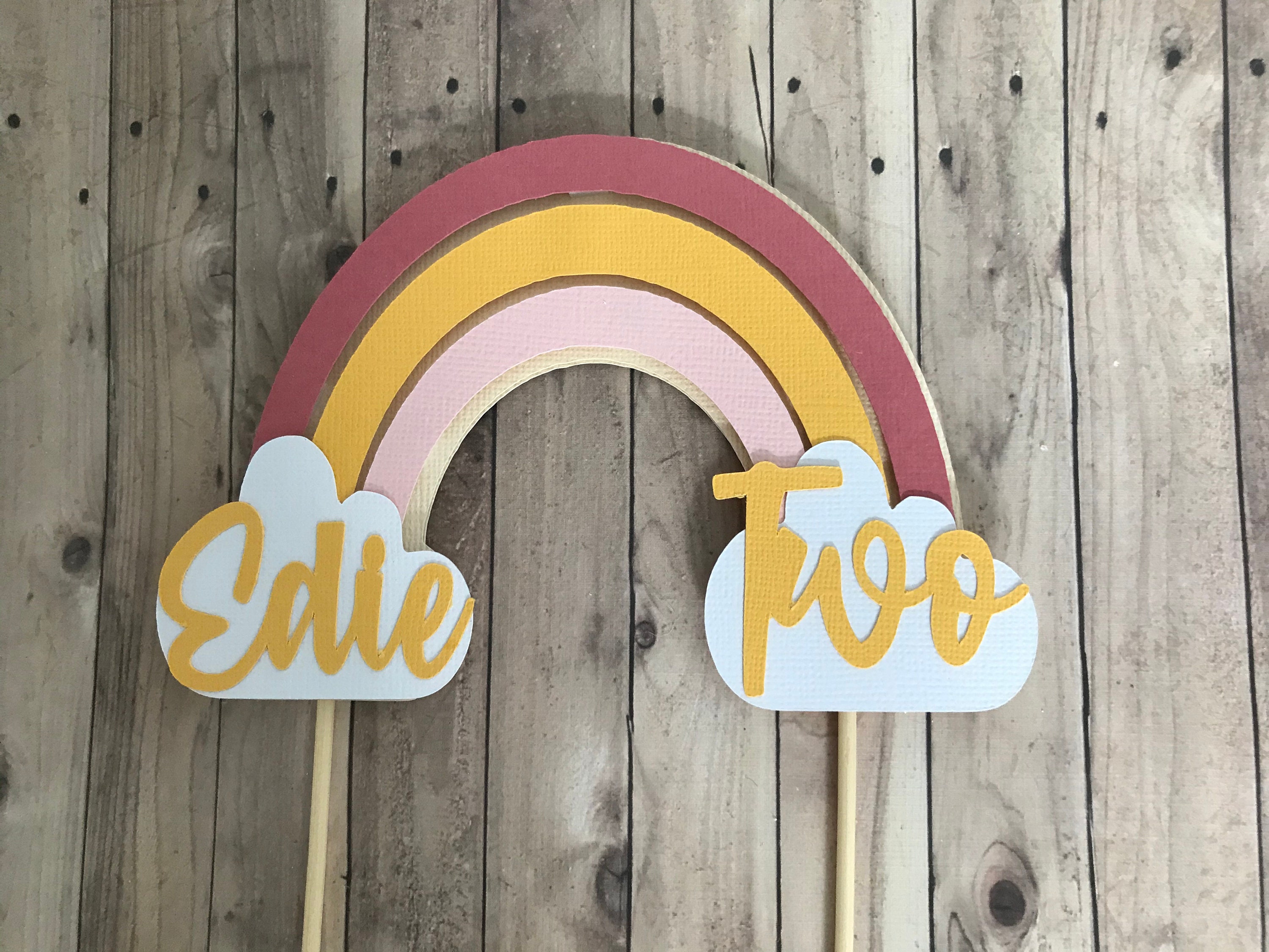 Boho Cake Topper Rainbow Cake Topper Muted Rainbow Boho Etsy Australia