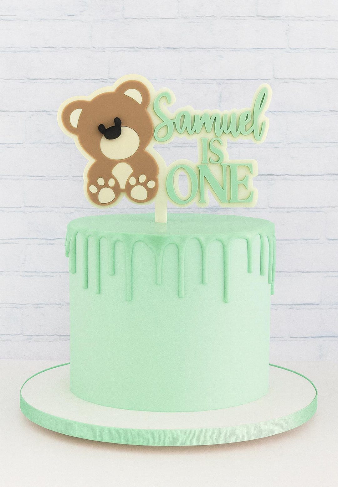 Personalized Teddy Bear Cake Topper: Acrylic First Birthday, Baby ...