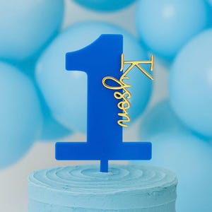 One cake topper boy, 1st Cake topper boy, First birthday cake, 1st birthday topper, Custom Name is one topper, Blue cake topper, Name is One