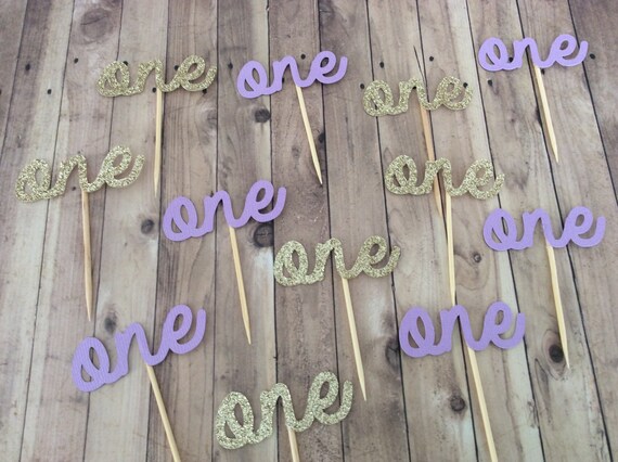 First Birthday Decorations Gold And Lilac Cupcake Toppers Etsy