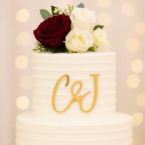 Custom Monogram Wedding Cake Topper: Gold Acrylic Initials