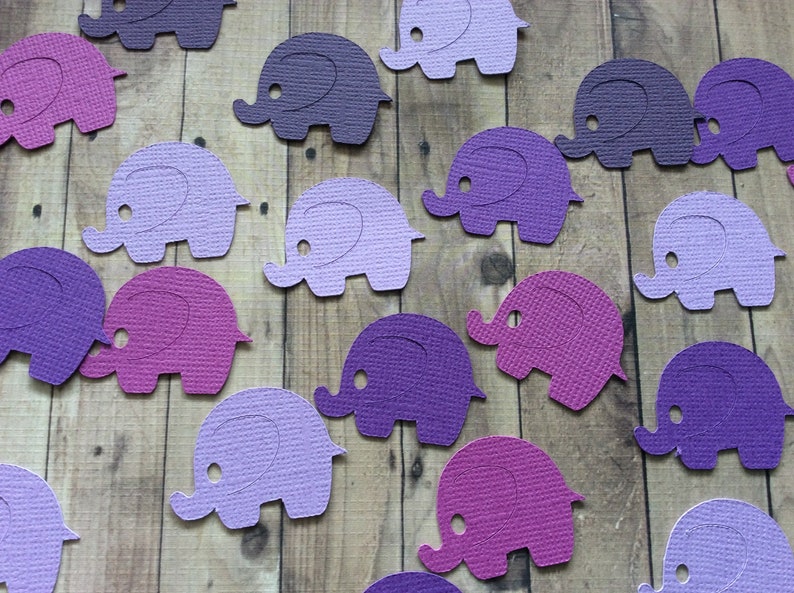 Purple Elephant Confetti Elephant Baby Shower Purple Baby Etsy