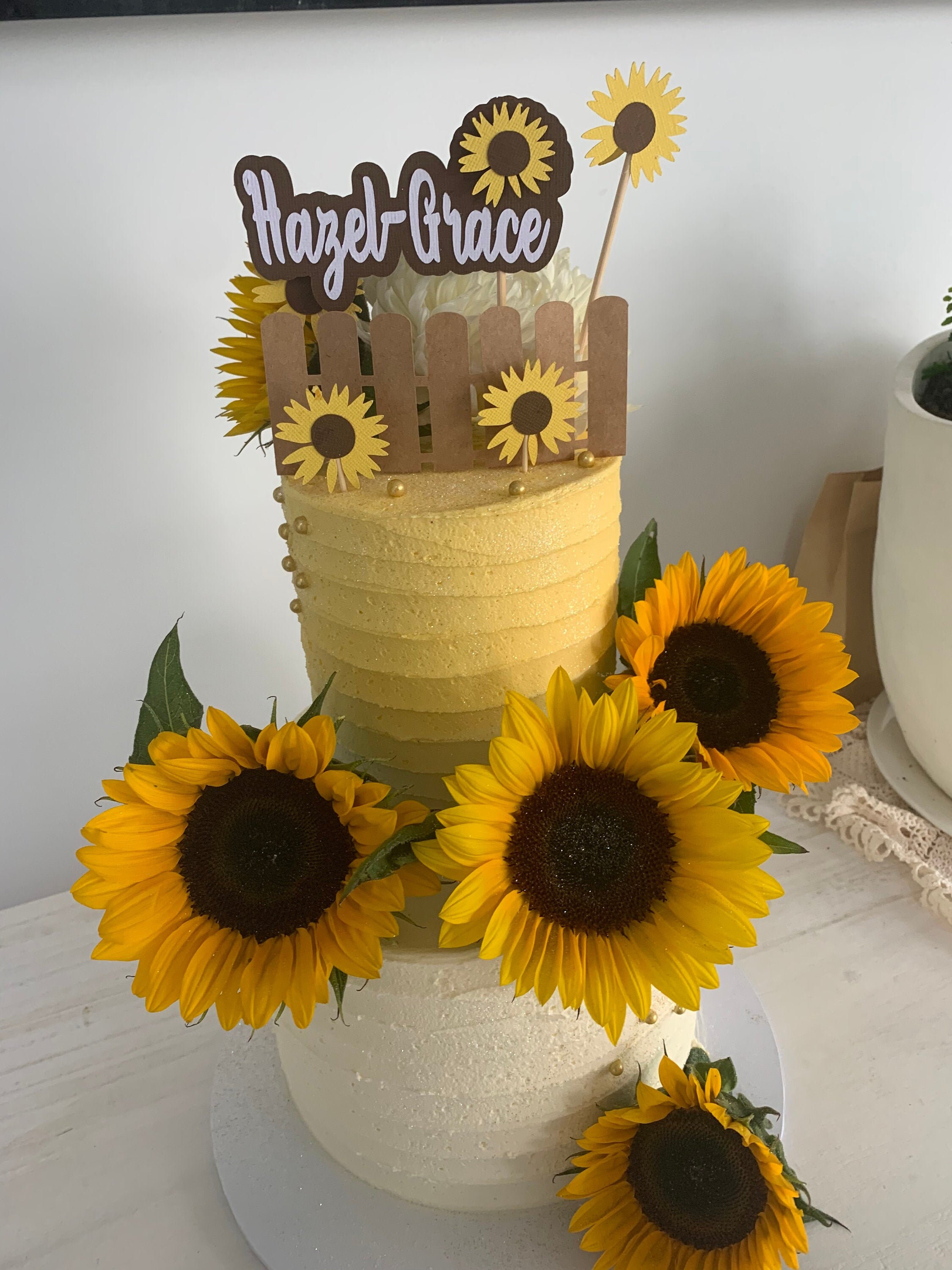 Sunflower cake topper Sunflower birthday Sunflower theme Etsy