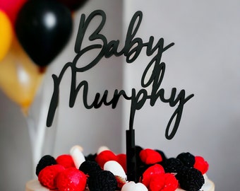 Acrylic baby shower cake topper, Baby surname cake topper, Personalised baby shower topper, Baby surname topper, Baby sprinkle, New baby