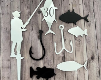 Fishing cake topper, Fisherman theme party, Sports cake topper, Mens cake topper, Fishing birthday cake, Personalised fishing topper, 30th