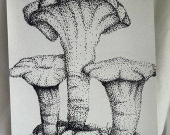 Stippling Mushrooms - Art Print