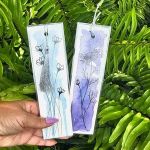 Bookmarks, doodle watercolour design, laminated, perfect gift idea for booklovers