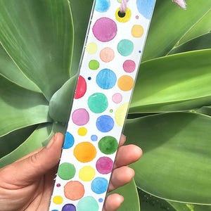 BOOKMARK watercolor, original painting bookmarks, spots, with tassles, watercolour spots, watercolour bookmark