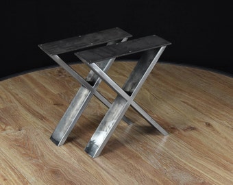 Steel table legs , X shape legs, Steel Bench Legs, Coffee Table Legs, Metal legs, Desk legs SET(2), IN STOCK