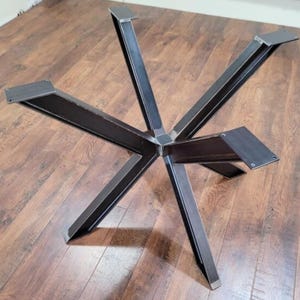 Modern Steel Dining Table Base, Spider Table Base For Round Wood Tabletop, Industrial I-Beam Steel Table Base, Powder Coated Furniture Legs