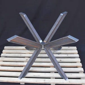 Industrial I-BEAM Steel Table Base for Wood Top, Metal Table Base For Round Tabletop, Kitchen Powder Coated Table Base, Furniture Legs