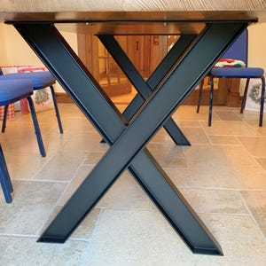 Industrial I-Beam Steel Table Legs, Metal X-shaped Desk Legs, Coffee Table Legs, Modern Metal Table Legs For Wood Top, Set of 2 Legs
