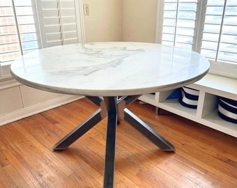 Base de mesa de metal de estilo industrial, base de mesa de comedor redonda, mesa de cocina de metal con tapa de madera, patas de muebles para tapa de piedra