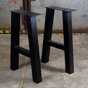 Metal Table Legs. Heavy Duty Steel Table Legs (set of 2 legs, 28&quot; = 71 cm).  Iron Desk Legs, A shape for Reclaimed Wood