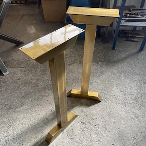 Steel Bar Height Table Legs, Metal Console Table Legs, Furniture Legs in Gold Finish, Entryway Console Table Legs, Set of 2,