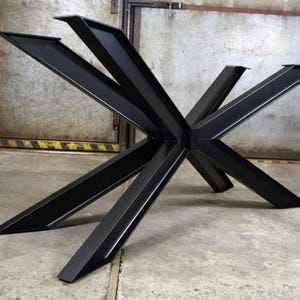 Steel Dining Table Base, Ibeam Steel Spider Table Bas, Table Base For Wood Top, Black Finish Base For Glass Top, Spider Base For Stone