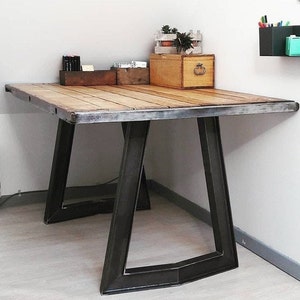I-Beam Metal Table Legs, Farmhouse Style Table Legs, Trapezoid Steel Desk Legs, Industrial Steel Bench Legs, Powder Coated