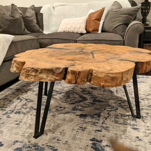 Metal Coffee Table Legs, Side Table Industrial Legs, Clear Coated Legs For Wood Coffee Table Top, SET of 4 Metal Legs For Wood Slab