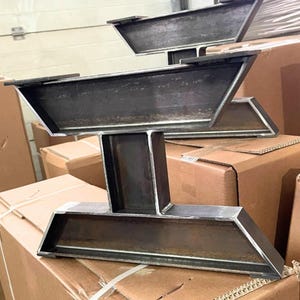 Industrial I-Beam Steel Bench Legs, Steel Side Table Legs, Metal Coffee Table Legs, Powder Coated Furniture Legs, Set of 2