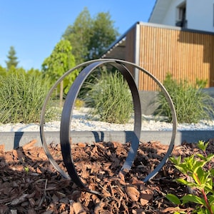 House Outside Entry Sculpture, Garden Metal Art, Yard Art, Metal Rustic Garden Rings, Rusty Hoops Garden Art, Set of 2, Raw Steel