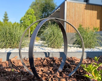 Tuin Metal Art, Rusty Ring Circle Yard Art, Metal Rustieke Tuinringen, Rusty Hoops Garden Art, Set van 2, Ruw staal