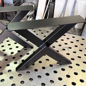Modern Metal Bench Legs, X-shaped Coffee Table Legs, Contemporary Coffee Table Legs, Powder Coated Set of 2 Legs