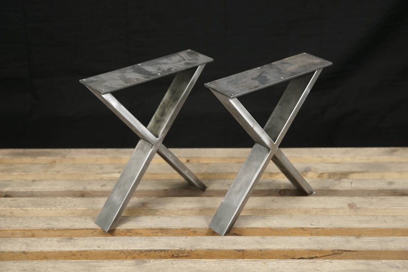 Steel Bench Legs Coffee Table Metal Square Base Set 2