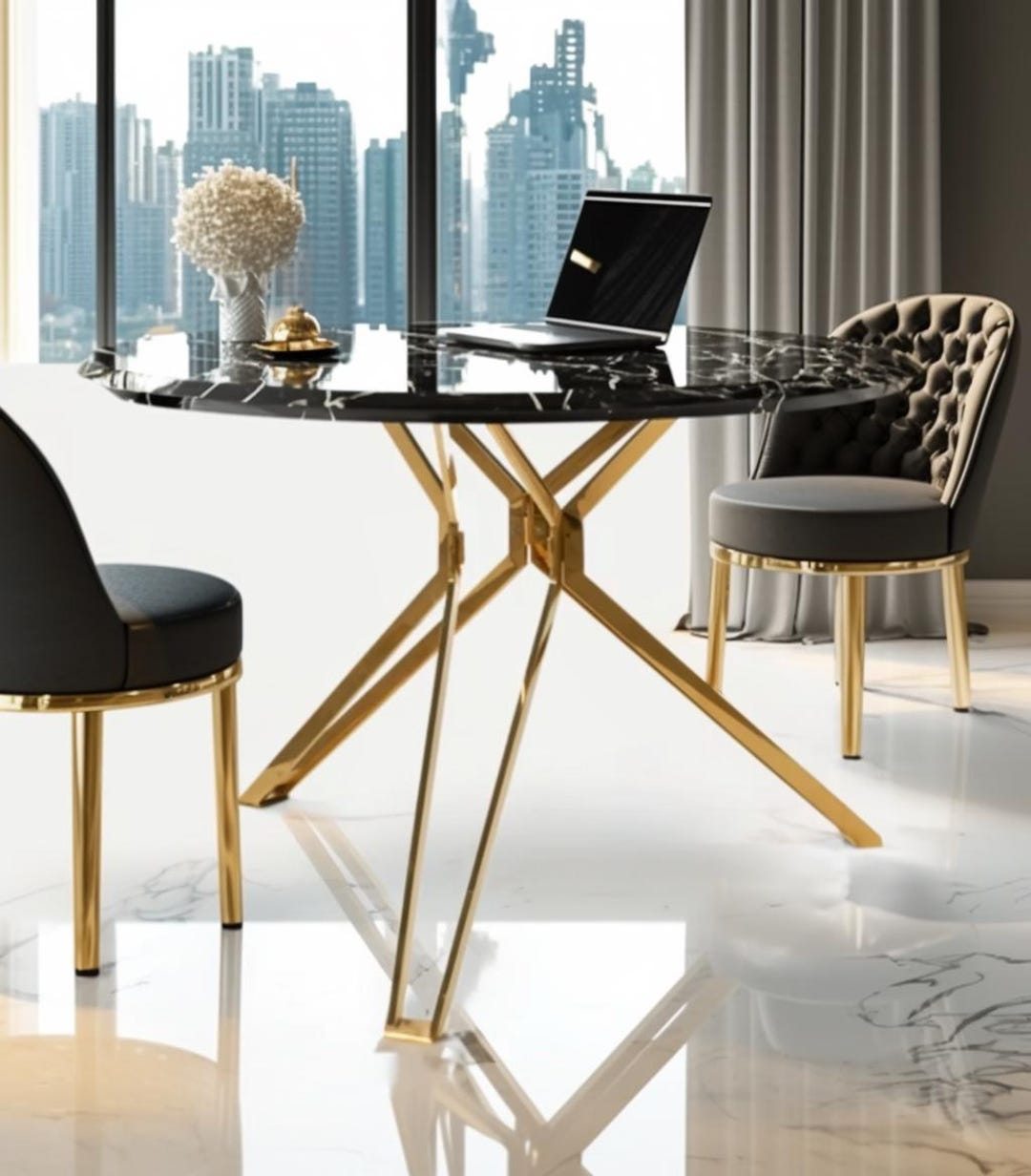 Gold Table Base for Round Tops, Steel Dining Table Base, Perfect for ...
