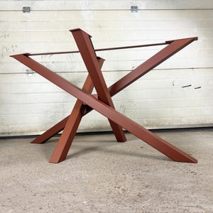 Modern Steel Cross Table Base, Copper Structure Powder Coated Metal Table Base, Table Base With Additional Support, Base Ideal For Wood Top