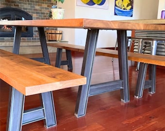 Pieds de table de cuisine en acier, table de ferme moderne, pieds de table basse faits main, pieds de meuble pour boiseries, banc d'entrée, lot de 2