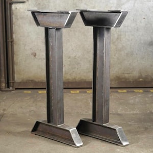 Industrial Counter Height Table Legs, I-Beam Steel Console Table Legs, Bar Height Ibeam Steel Table Legs, Set of 2