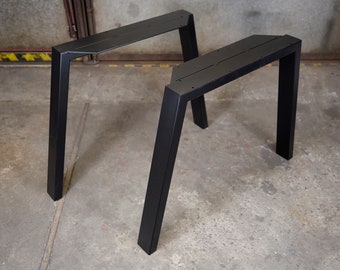Modern Steel Desk Legs With Wide Mounting Plates, Trapezoid Dining Table Legs,  Minimalist Metal Legs For DIY Projects, Powder Coated