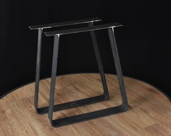 2 x patas de mesa trapezoidal - pedestales de comedor en acero industrial, patas de mesa de acero plano ancho set de 2