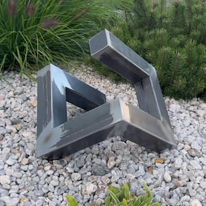 Geometric Rusty Garden Sculpture, Steel Outdoor Sculpture, Rusty Metal Yard Art, Garden Decor Contemporary, Raw Steel