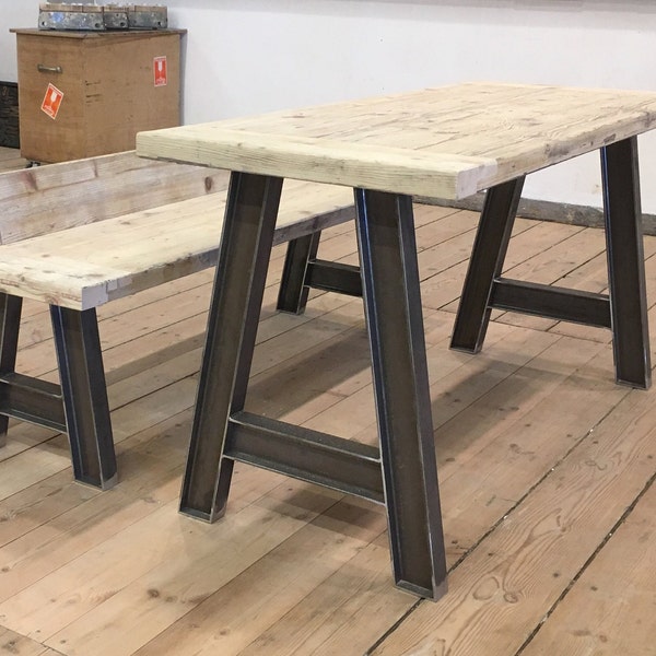 Metal Dining Table Legs. Heavy Duty Steel Table Legs . Iron Desk Legs. Industrial, A shape for Reclaimed Wood, IN STOCK