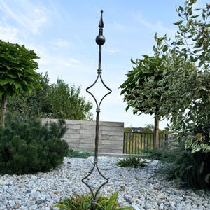 Metal Garden Stakes, Metal Flower Support, Forged Garden Stakes, Outdoor Rustic Handcrafted Art, Raw Steel
