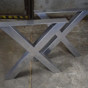 Metal Dining Table Legs. Heavy Duty Steel Table Legs set of 2 legs , Bench Legs, Iron Desk Legs. Industrial, X shape, IN STOCK image 4