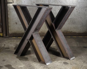 Metal table legs, Industrial table legs,  X shape table legs , SET of 2